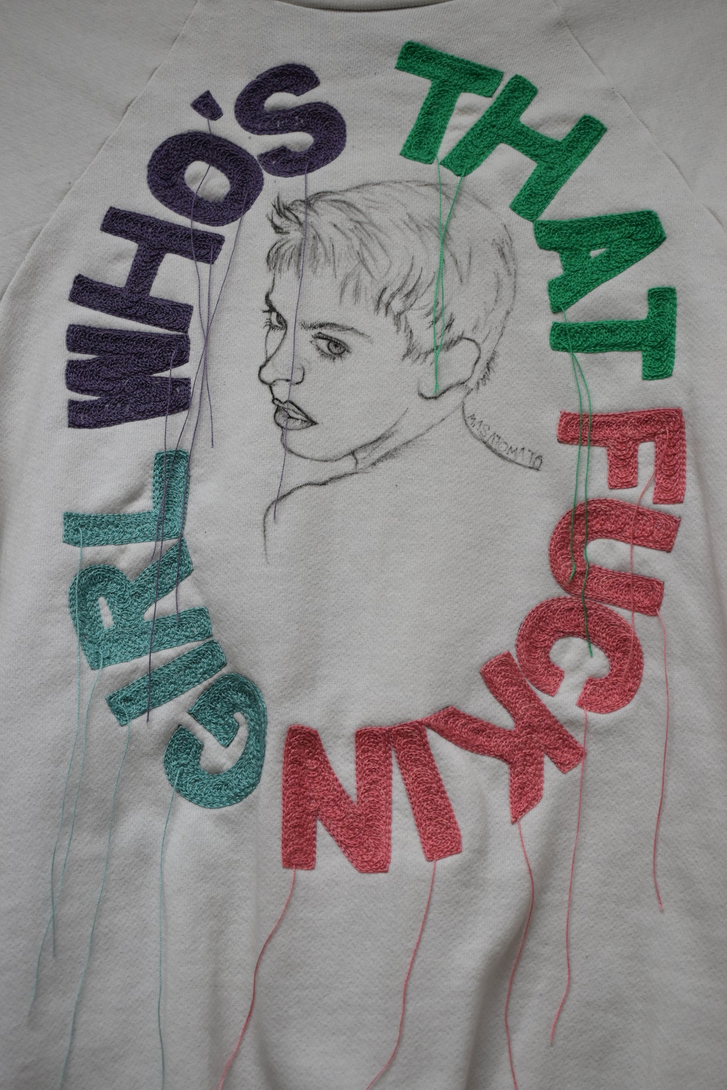 Madonna 1987’ Who’s That Fuckin) Girl Tour sweatshirt.