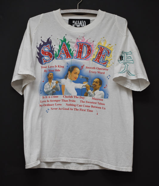 Sade Y2K t-shirt flame chain stitch embroidery and Crystal studded.