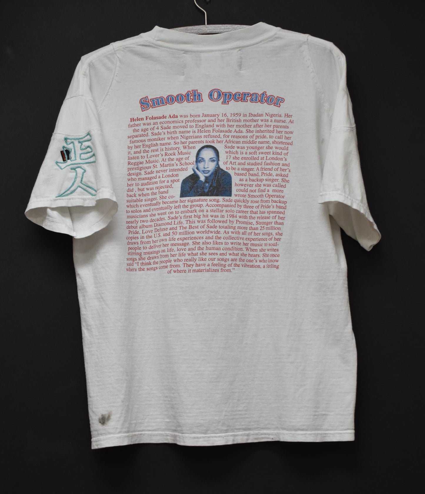 Sade Y2K t-shirt flame chain stitch embroidery and Crystal studded.