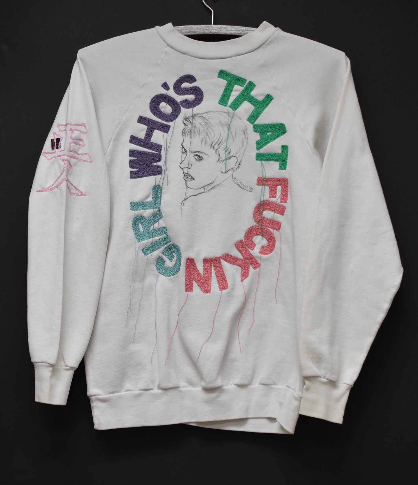 Madonna 1987’ Who’s That Fuckin) Girl Tour sweatshirt.