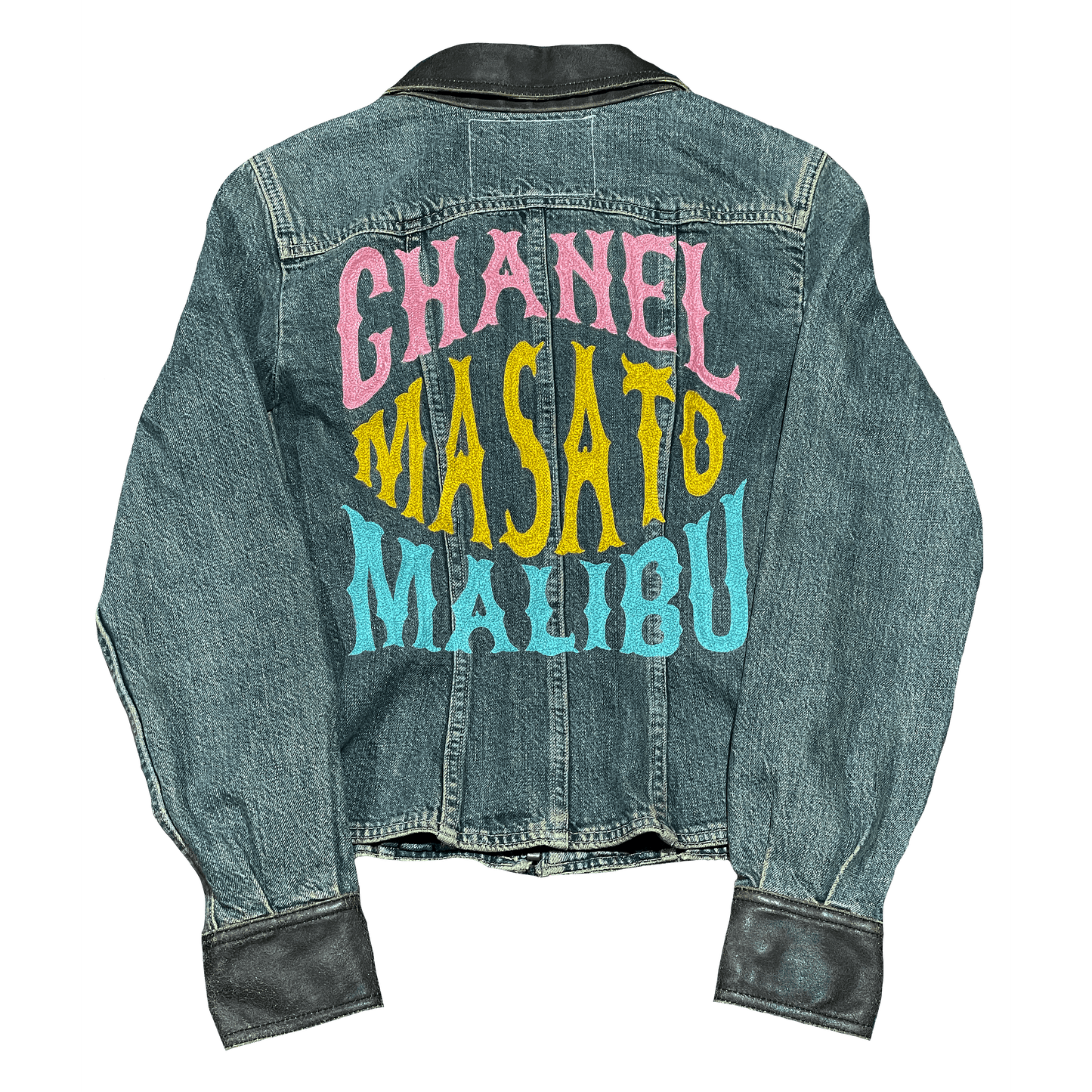 Vintage COCO Chanel Embroidered Zip Up Denim Jacket